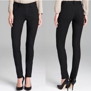 Theory black leggings with faux front pockets and back pockets size large